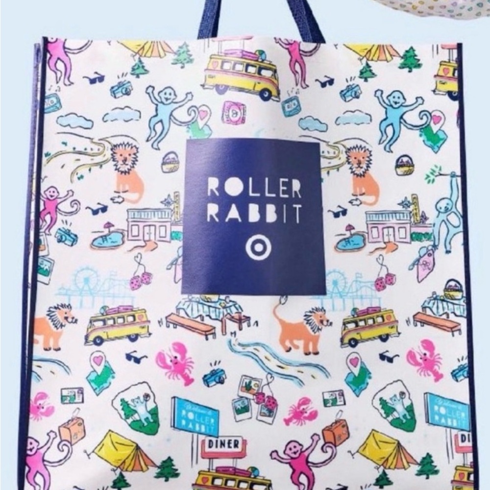Roller Rabbit Colorful Icon Print Tote - Blue Logo